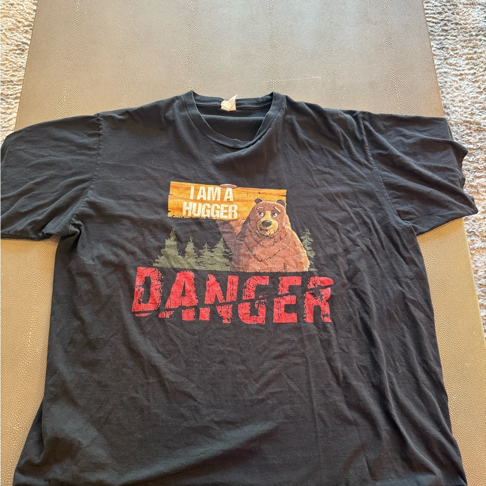 Black Graphic T-Shirt with Bear Print